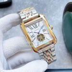 Replica Cartier Tank White Dial Two Tone Rose Gold Staiinless Stee Watch 40mm